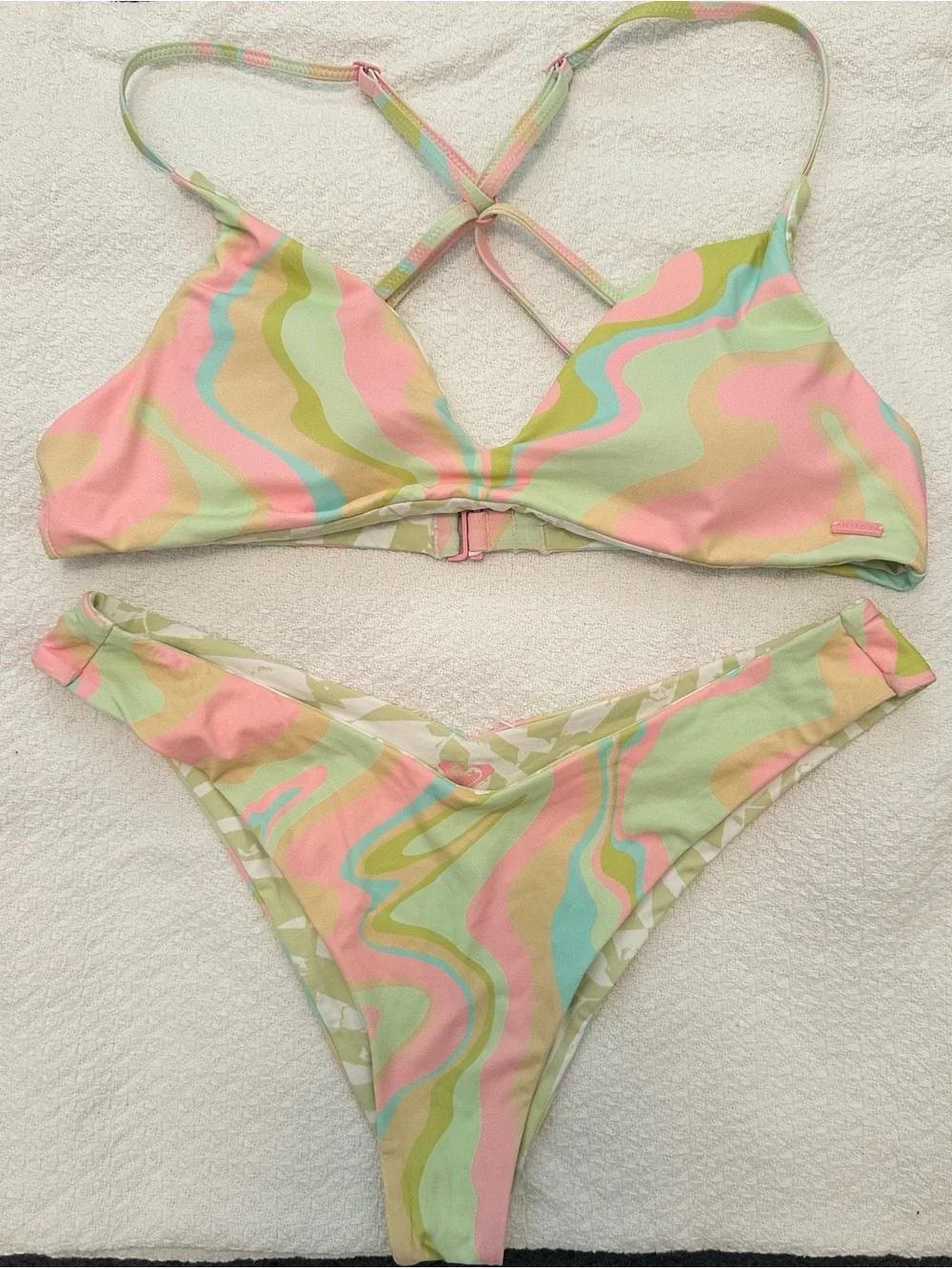 ROXY Reversible Bikini Set Tropics Hype Pastel Ambrosia Swirl, M/L